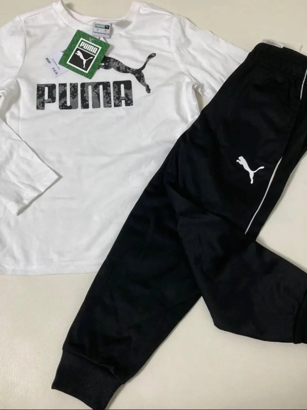 Puma cute 2 pieces white grey black pants set 4015 - Picture 4 of 6